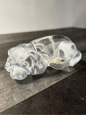 Vintage 1980’s Princess House 24% Lead Crystal Sleeping Dog Figurine Paperweight